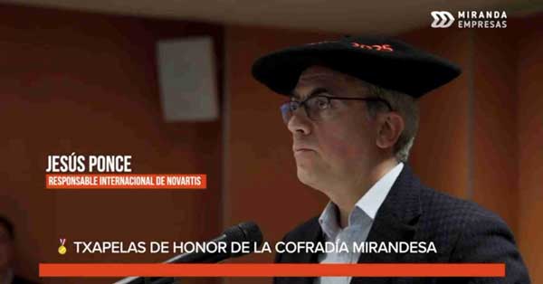 Jesús Ponce de Novartis, Azucarera Española, restaurante La Vasca Y Orfeón Mirandés reciben las Txapelas de 2025