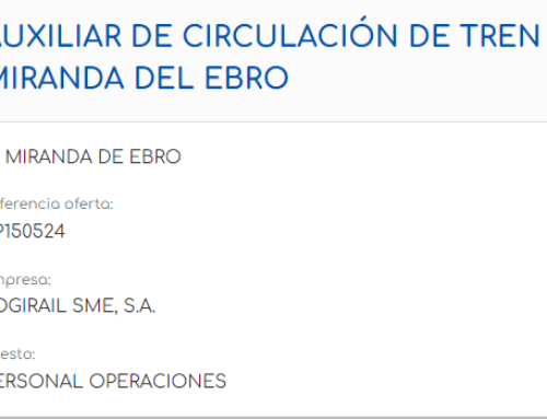 Auxiliar de Circulación de tren Miranda de Ebro